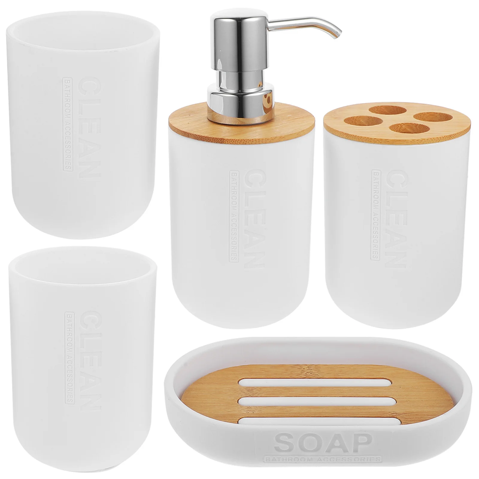 

1Set Bathroom Accessories Set Stable Material Soap Dish Tooth Brush Holder Bathroom Vanity Essential Organizer