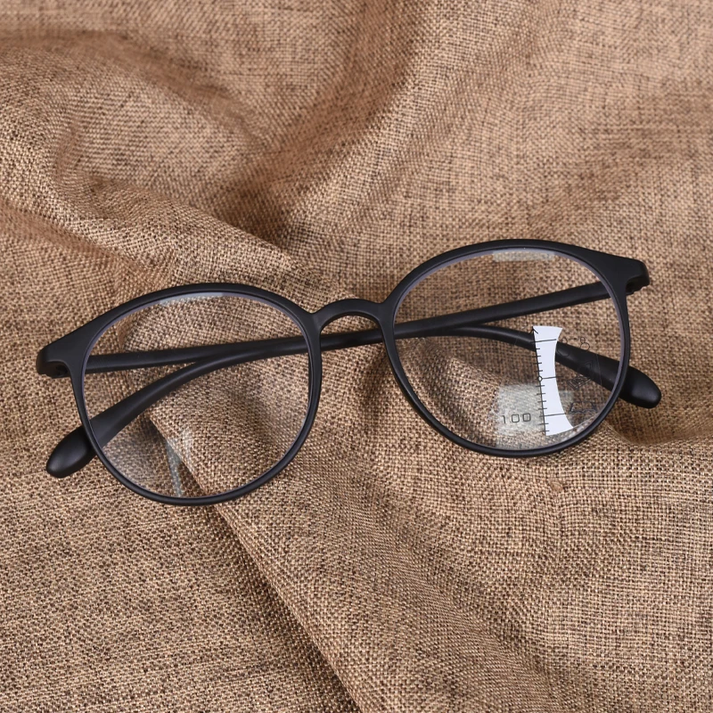 Ultraleichte TR90 Multifokale Gleitsicht-Lesebrille für Männer und Frauen, Anti-Blaulicht-Presbyopie-Brille, runder Brillenrahmen +125 +175