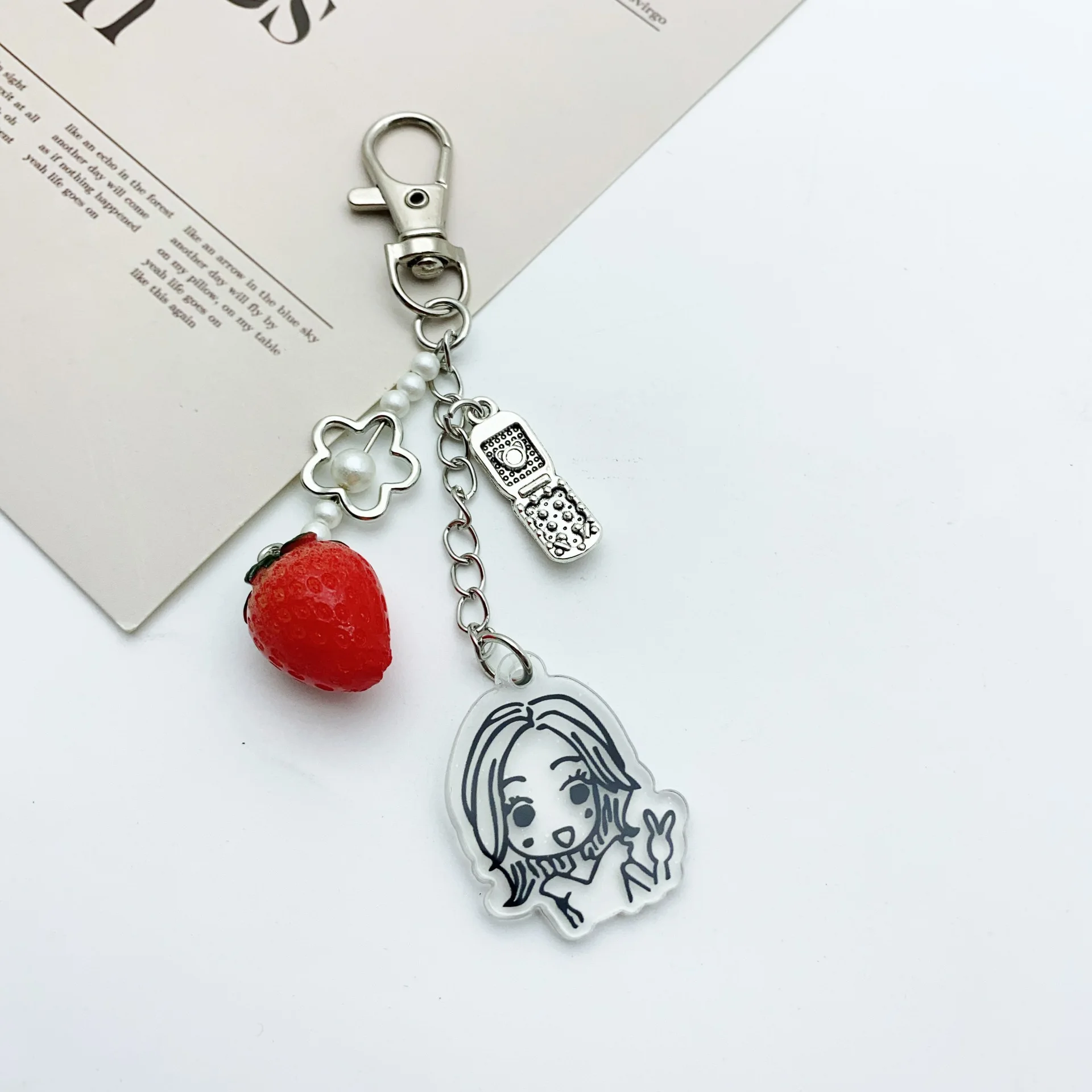 Super Cute Ai Yazawa Osaki Nana Anime Nana Hachi Matching Phonecharm Heart Strawberry Pendant Keychain Y2K Handmade Jewelry image 3