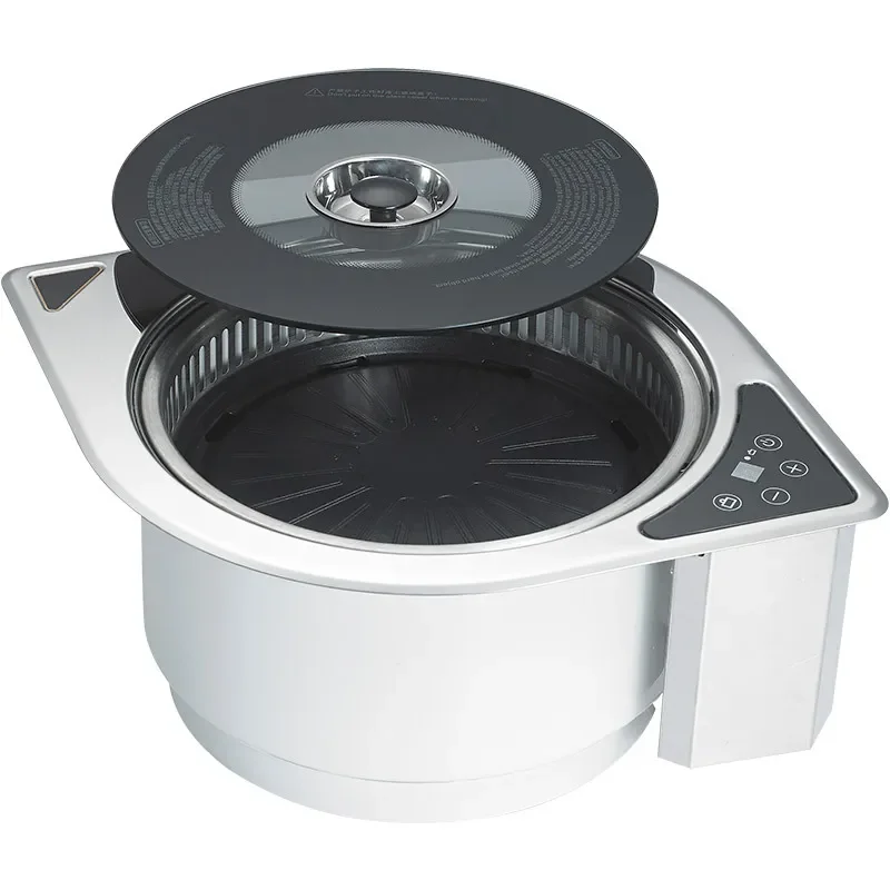 Electric Hot Pot Grill Combo Smokeless Korean BBQ Indoor Multifunctional Electric Griddle Pan for Home Party Cooking