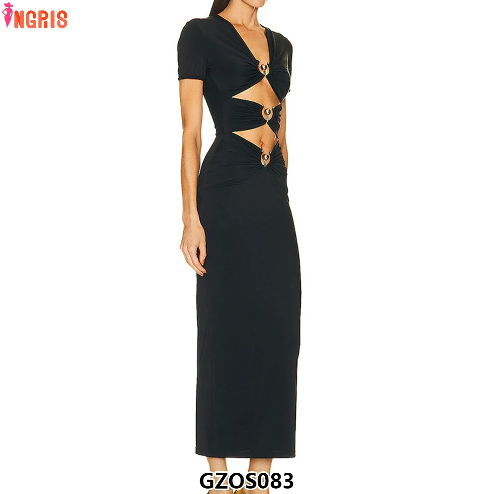 

Luxurious Backless Solid Color Sleeveless Bodycon Lady Elegant Sexy Long Dresses Women-GZOS083