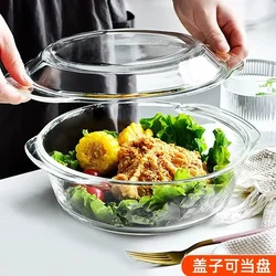 Household Transparent Borosilicate Glass Bowl with Lid