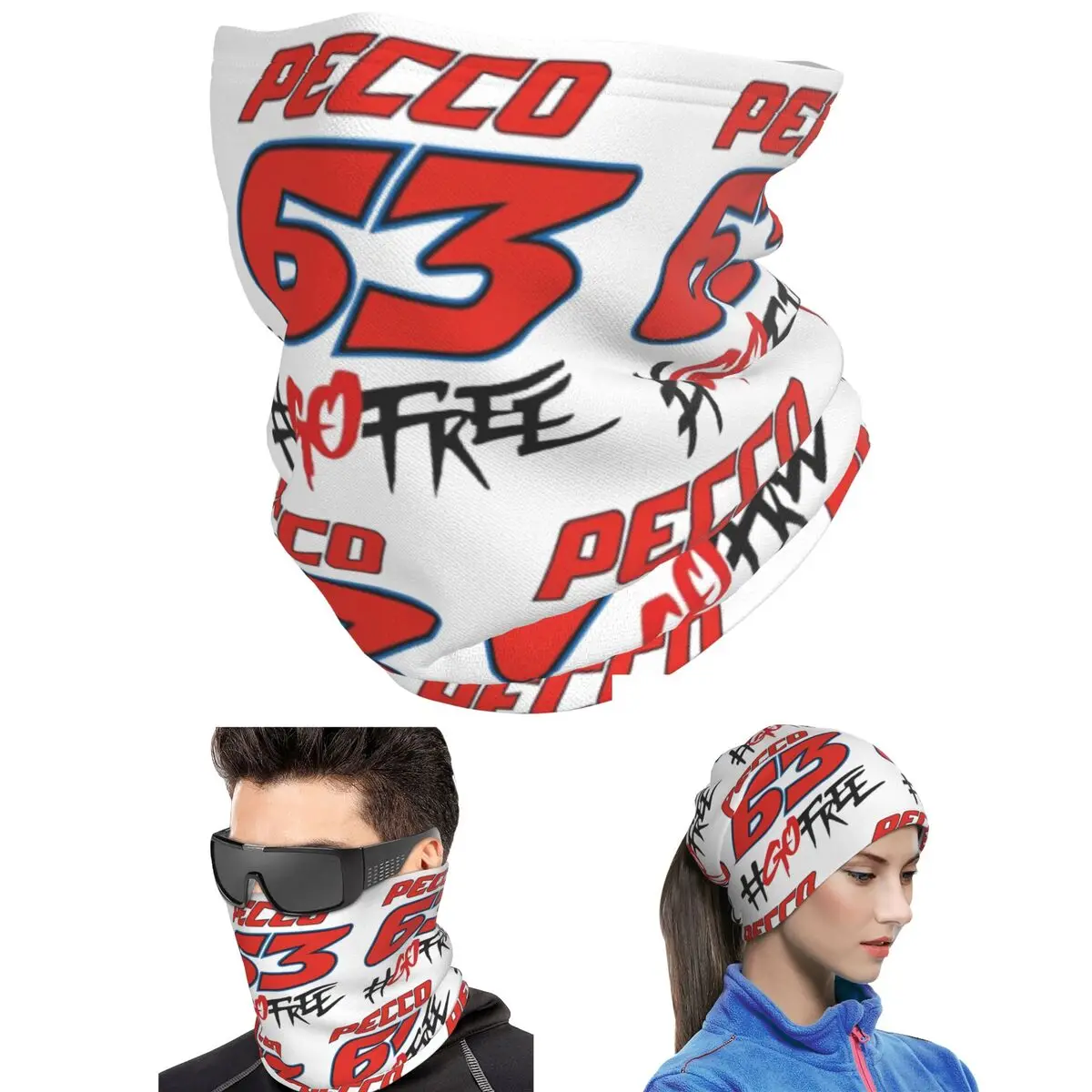 Pecco Bagnaia 63 Go Free Bandana Neck Cover Printed Wrap Scarf Cycling Headwear For Men Women Adult Windproof