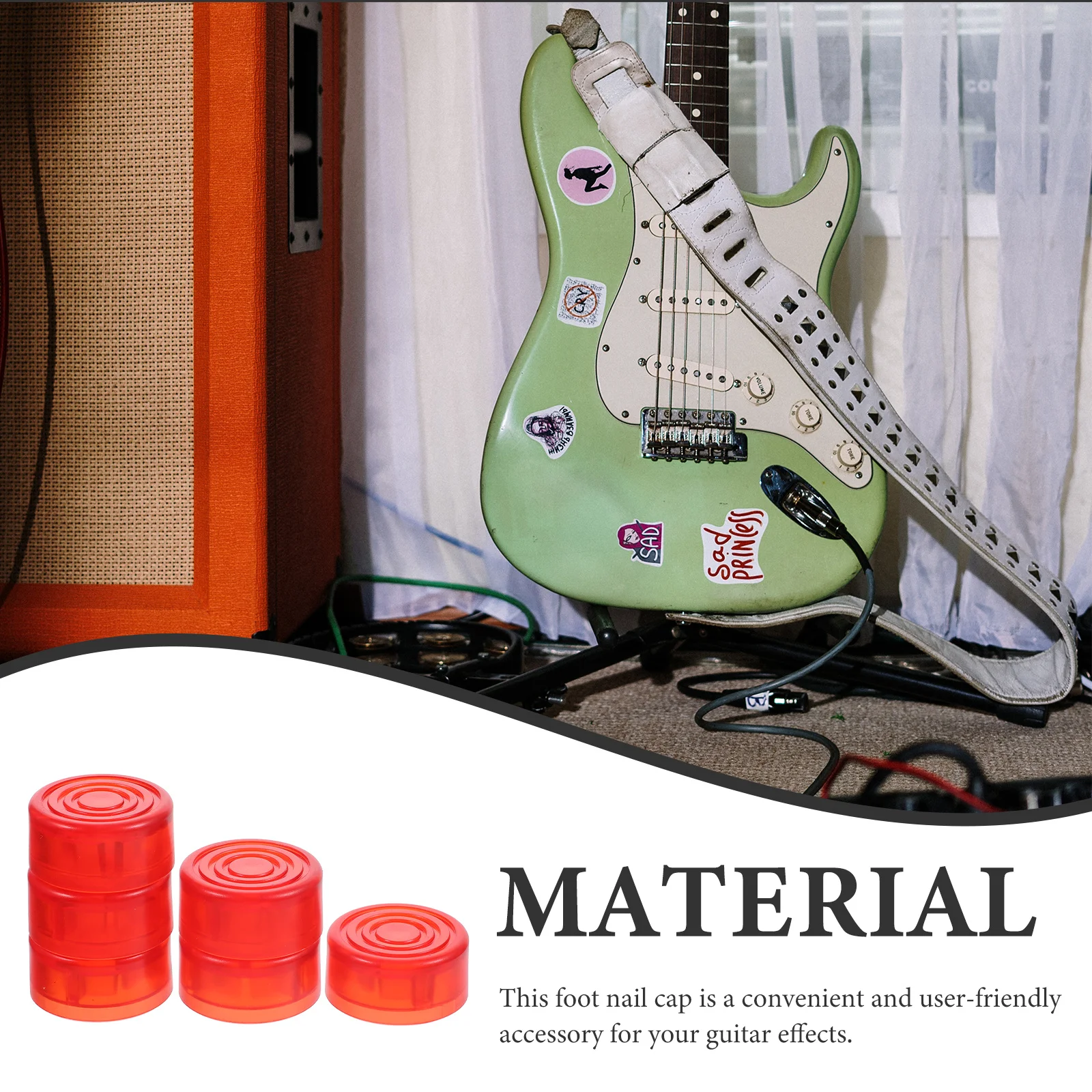 

10 Pcs Stepping on The Nail Cap Guitar Effects Pedal Footswitch Topper Component Button Red Toppers