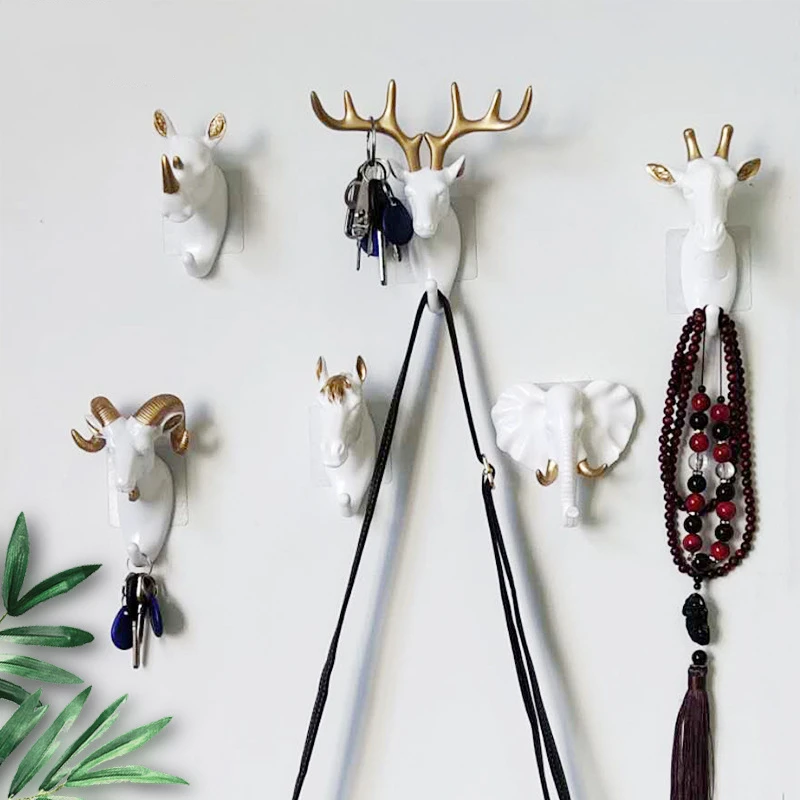 Wall Hanging Hook Deer Antlers Wall Coat Rack For Clothes Self Adhesive Display Racks Key Hanger Wall Storage Horns Hangers