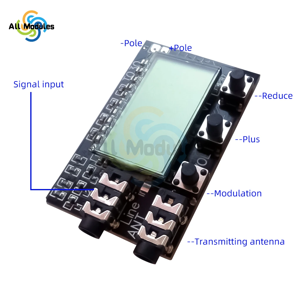 DC 3.6V-15V Digital LCD Dual Channel FM Transmitter Board Module Fm 76MHz to108MHz Module Stereo Wireless Audio Transmission