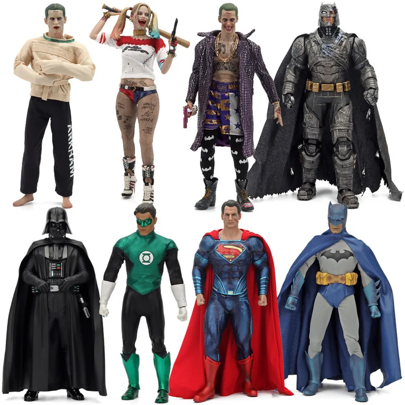 

Dc Batman Superheroes Superman The Joker Man Harley Quinn Green Lantern Black Knight 1/6 1/4 Pvc Figure Model Toys Gift