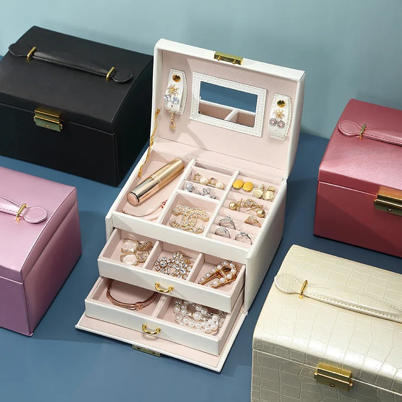 

Large capacity jewelry storage box, portable jewelry storage box, rings, earrings, earrings, household jewelry box, storage