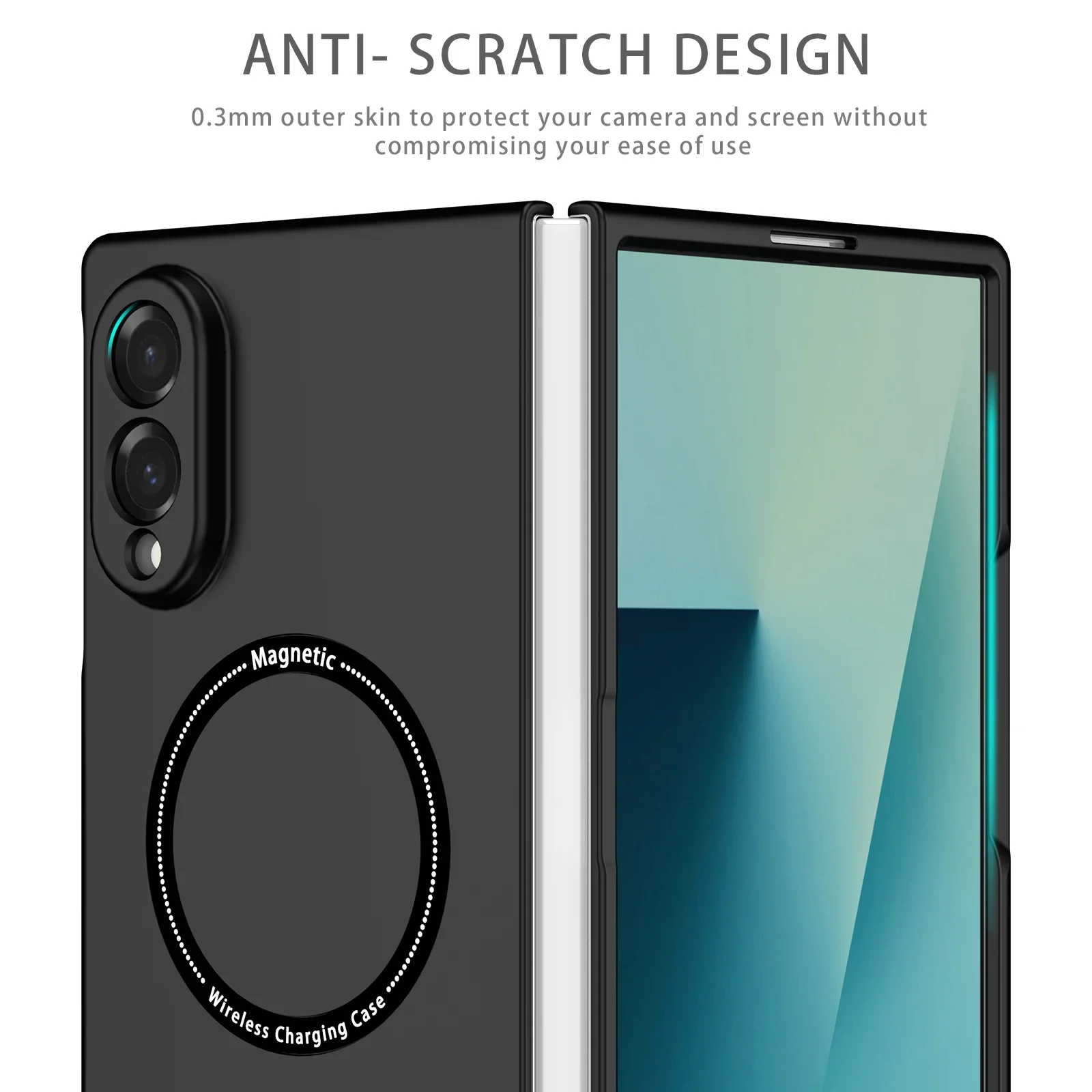 For Magnetic Wireless Charging Phone Case For Samsung Galaxy Z Fold 7 6 5 4 3 Fold8 No Fingerprint Shockproof Bumper Shell Cover