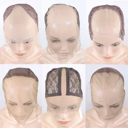 Lace Front Wig Cap For Making Wigs 13x4 13x6 Light Brown Full Lace Wig Cap Glueless Lace Net Cap Accessories 360 U Part Wig Cap