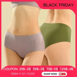 SUJIIN Women's Lightweight Soft Seamless Under Panties Female Underwear Summer Thin Comfortable Breathable Mid Waist Briefs N149