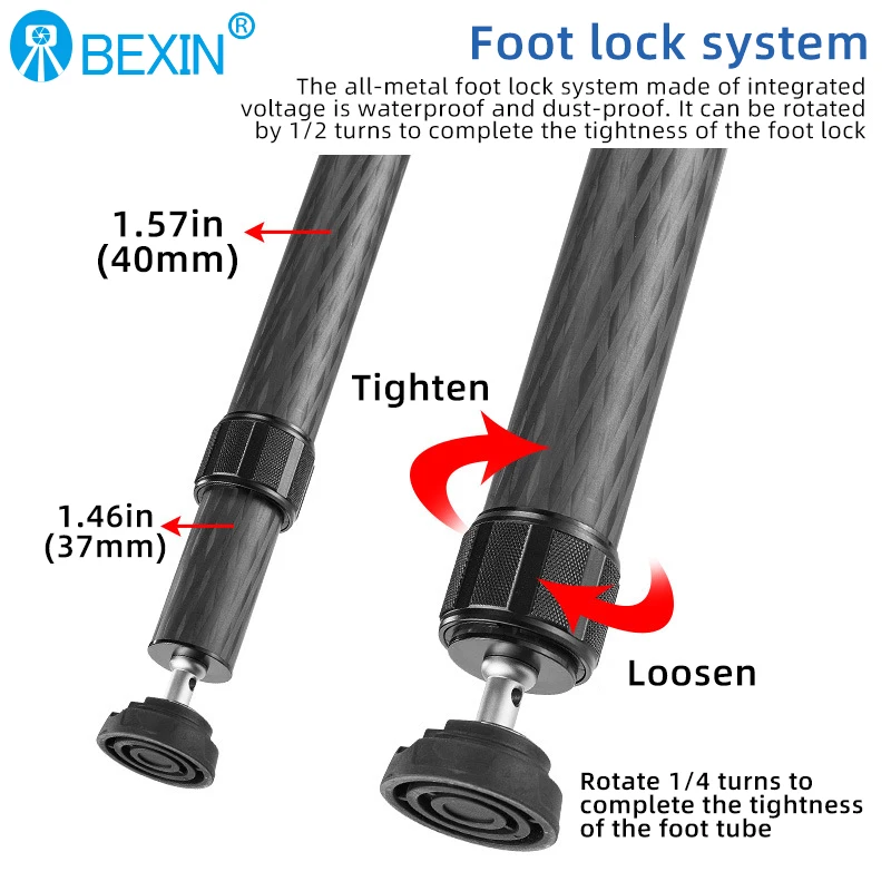 LM362C/LM402C 10 طبقات من ألياف الكربون ترايبود لكاميرا DSLR 2 أقسام حامل عالي التحمل منخفض الجاذبية Ballhead عمود مركزي قصير