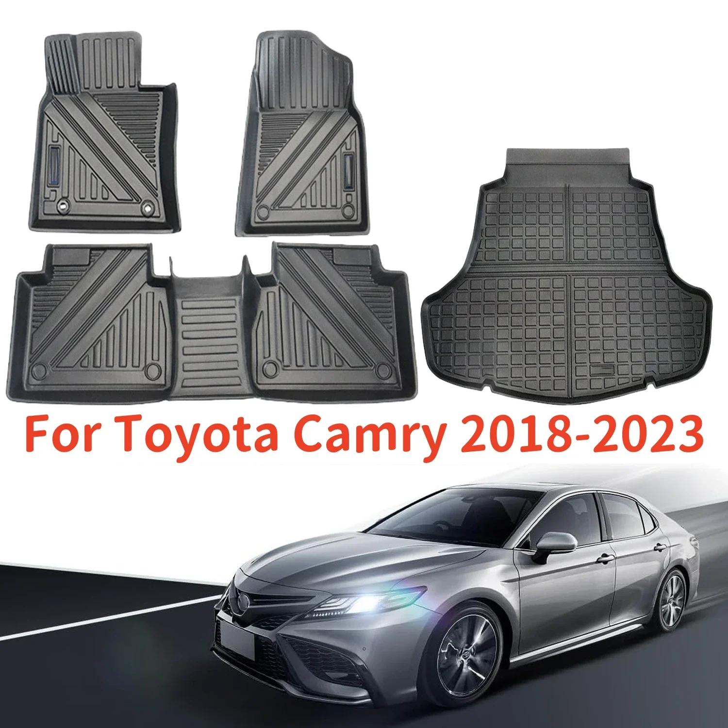

Коврики TPE подходят для Toyota Camry 2023 2022 2021 2020 2019 2018 г., всепогодные автомобильные коврики включают первый и 2-й ряд