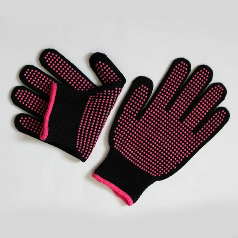 49MB 300 Centigrade Heat Resistant BBQ Gloves Cotton Silicone Non-Slip Hair Styling