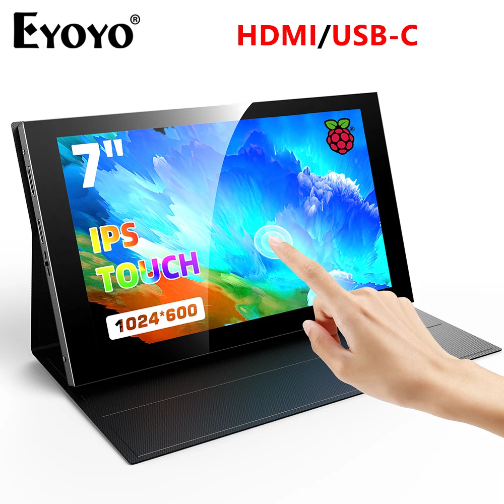 Eyoyo HD 1024x600 Capacitive Touchscreen 7 Inch Portable Monitor With HDMI Input For Raspberry Pi/PC/Laptop/Switch/Game Consoles