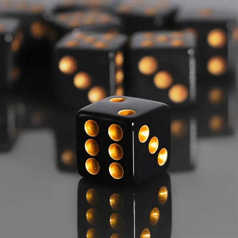 

6 Black And Golden Dice - Board Game Additions - Family Entertainment - Party Gifts - Gaming Dice - Essential for Tabletop Games
