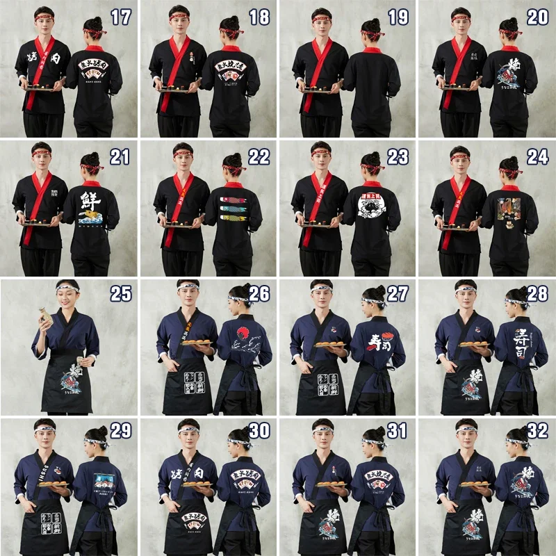 1-set-japanese-style-cook-uniform-with-apron-unisex-kimono-food-service-chef-tops-pants-sushi-restaurant-waiter-work-overalls