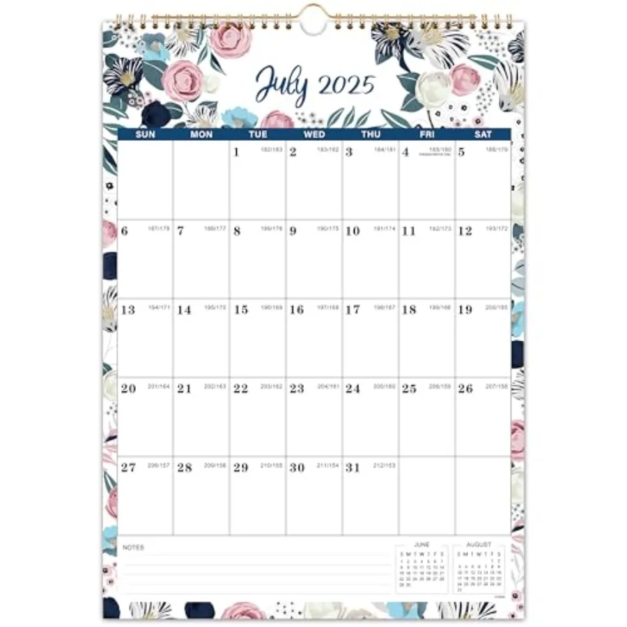 

20252026 Calendar 20252026 Wall Calendar July 2025 December 2026 12" x 17" TwinWire Binding + Hanging Hook + Large Ruled Blocks