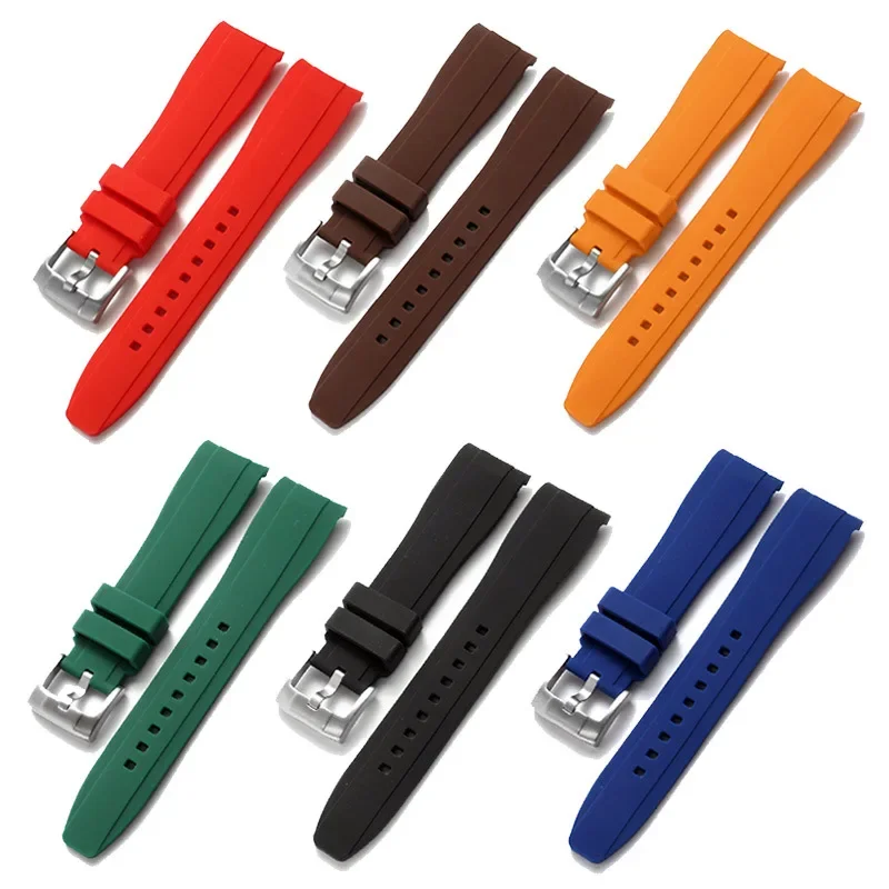 Curved End Silicone Strap for Citizen Waterproof Rubber Watch Band 20mm 22mm for Swatch for Rolex Bracelet Men Women Sport Blet