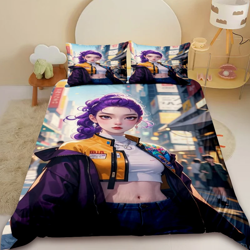 Girls K-pop Demon Hunters Duvet Cover Rumi Bedding Set Comforter Cover Queen King Bedroom Dormitory Decor Children Gifts