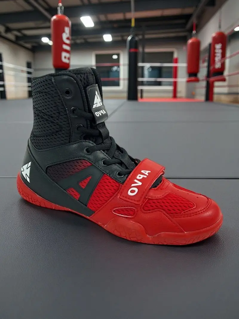 Professional Wrestling Shoes Boxing Fighting Leather Sneakers Plus Size 39-47 Indoor Soft Sole Training Competition Sports Boots