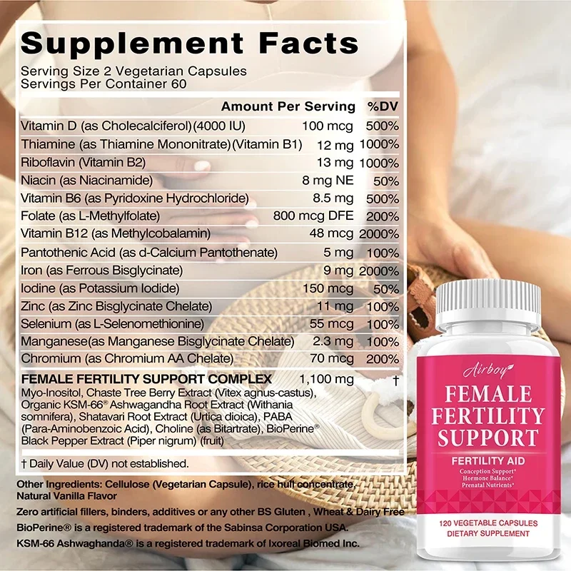 Female Fertility Support - Supports Natural Fertility, Regulates Menstrual Cycle, Antioxidant