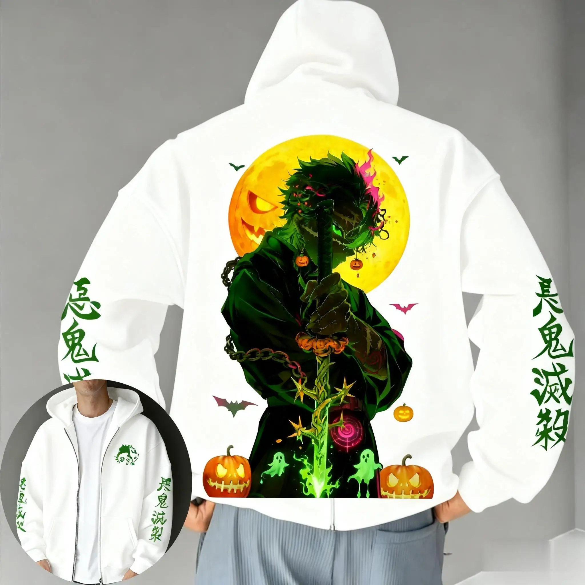 

Oversized Anime Zipper Hoodie Demon Slayer Casual Pullover Men Women Sweatshirt Cosplay Streetwear Autumn Fashion Long Sleeves
