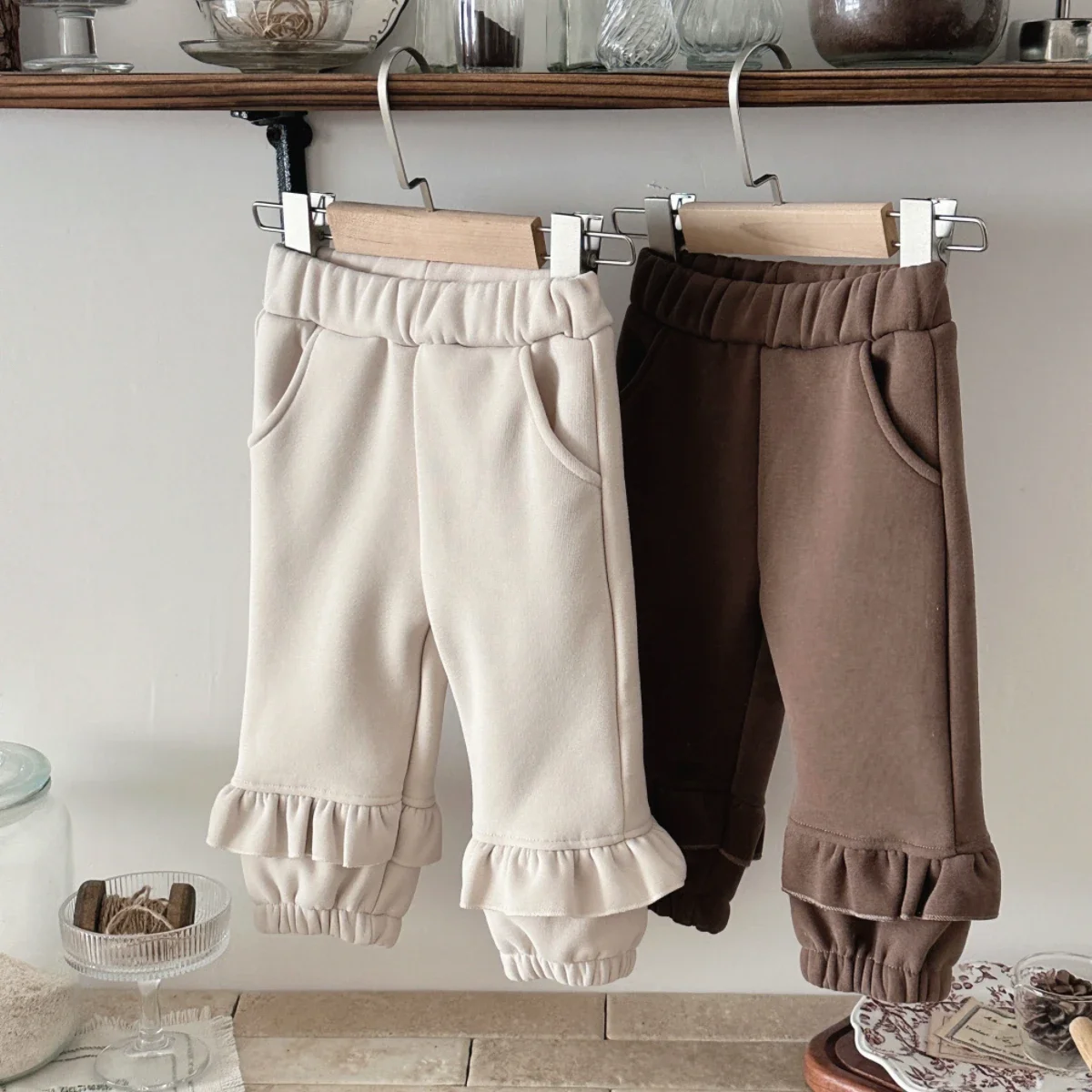 

Solid Lace Ankle Kids Pants Baby Girls Winter Elastic Waist Casual Toddler Baby Trousers Clothes for 0-3 Years