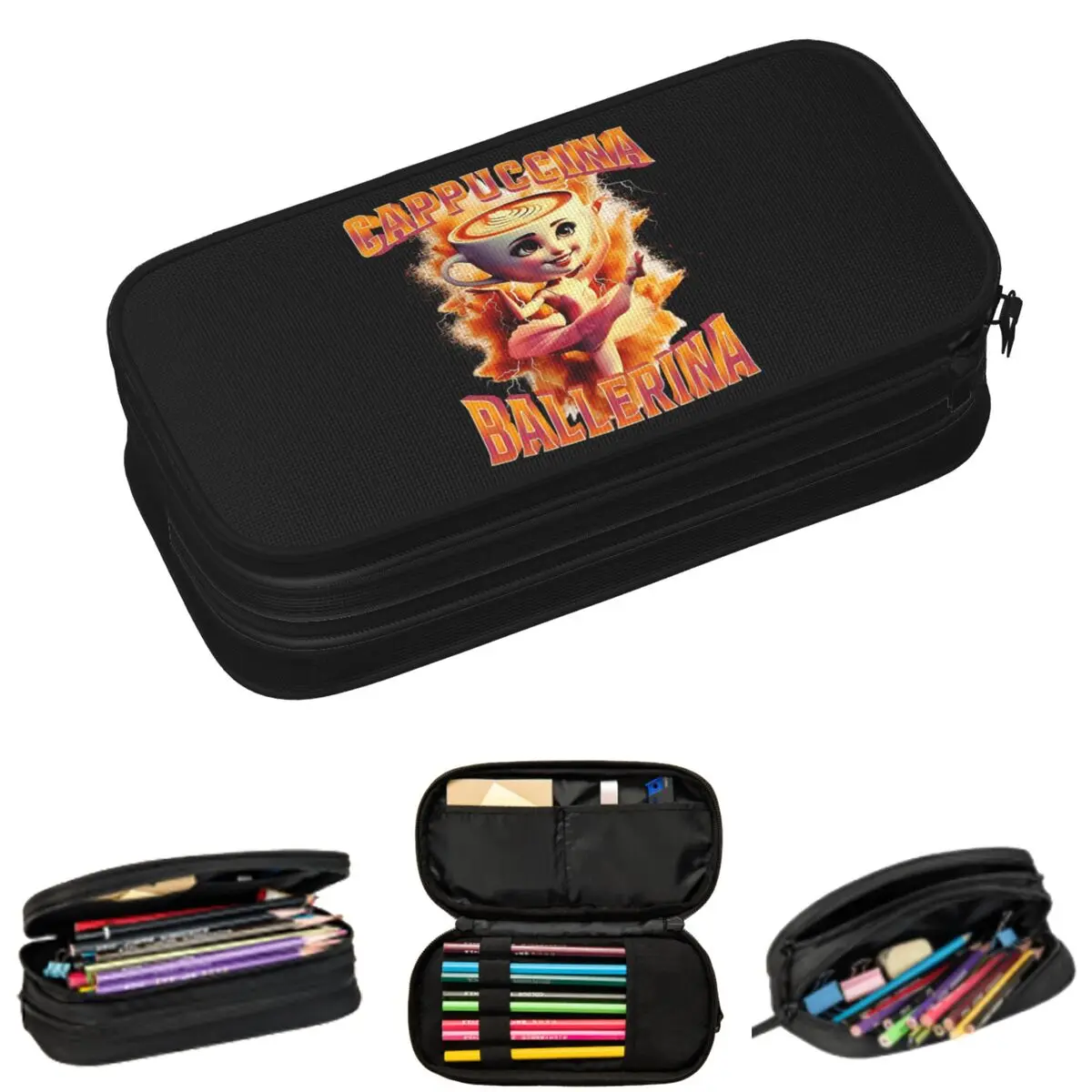 

Cappuccino Ballerina Italian Brainrot Pencil Cases for Student School Pen Box Pencil Bag Large Capacity Pencil Pouch