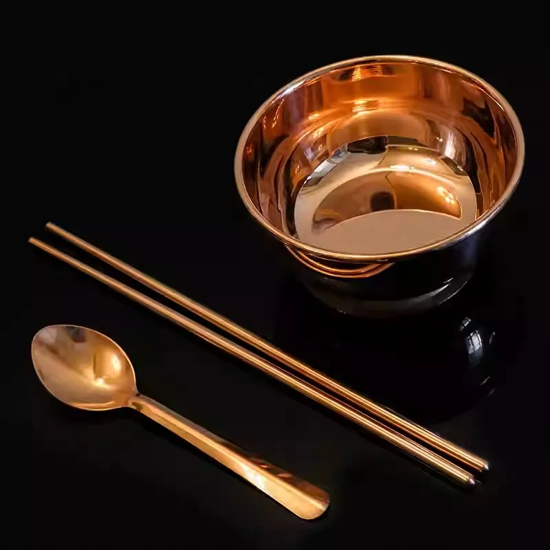 

Hand-made copper chopsticks Copper tableware Solid round copper chopsticks copper bowl Brass spoon small spoon