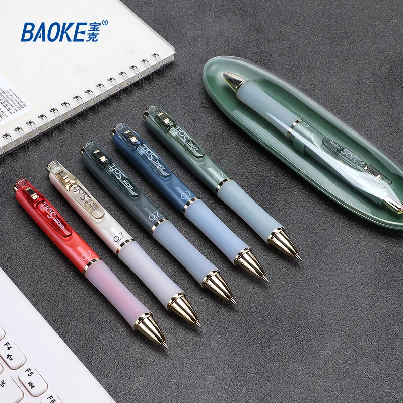 2/40 Pcs Baoke Retractable Gel Pen 0.7mm Heavy Feel Low Center Of Gravity Black Signature Pen Stationery For School Supplies