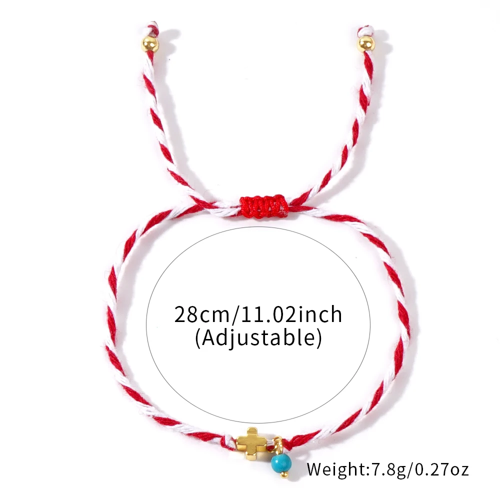 2PCS Martis Series Green Pine Copper Ball and Copper Metal Pendant 2024 Red and White Rope Bracelet Lucky Charm Bracelet