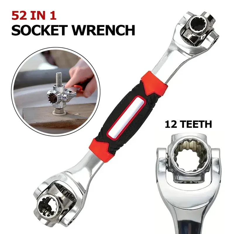 

1PC 52-in-1 Universal Socket Wrench, 360° Rotating Double Head Hand Tool 8-19mm for Furniture & Car Repair