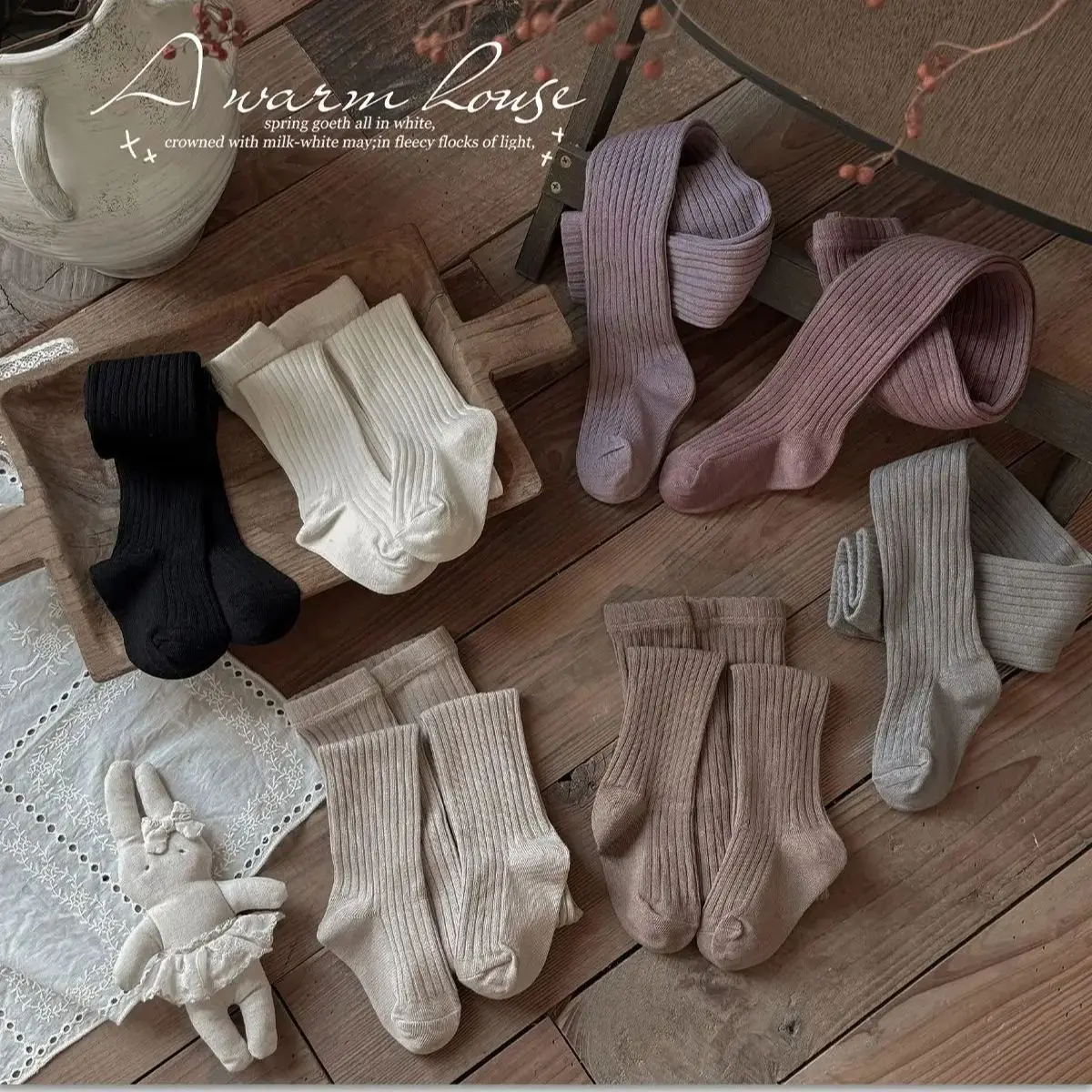 

Classic Cotton Solid Color Ribbed Tights for Girls Spring Autumn Children's Leggings 0-8Y Kids Baby Tights