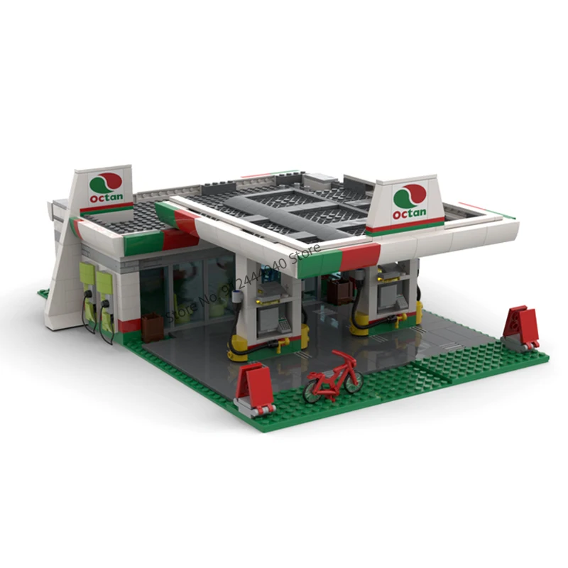 NEW City Traffic Street View MOC Octan Gas Station Building Blocks 60132 Service Station DIY Creative Ideas Children Toy Gifts