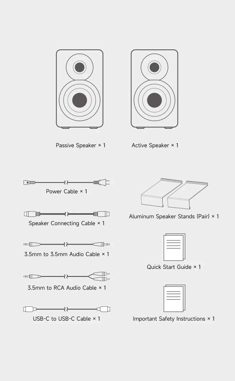 Edifier M60 Kompakter Kabelloser Multimedia-Lautsprecher 66W RMS Bluetooth 5.3 Hi-Res Wireless LDAC USB-C AUX Desktop-Monitorlautsprecher – Detail 13