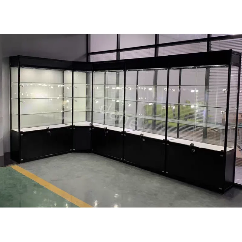 

custom.Smoke Shop Design Glass Display Showcase with Bright Lights Convenience Store Large Show Display Cabinet