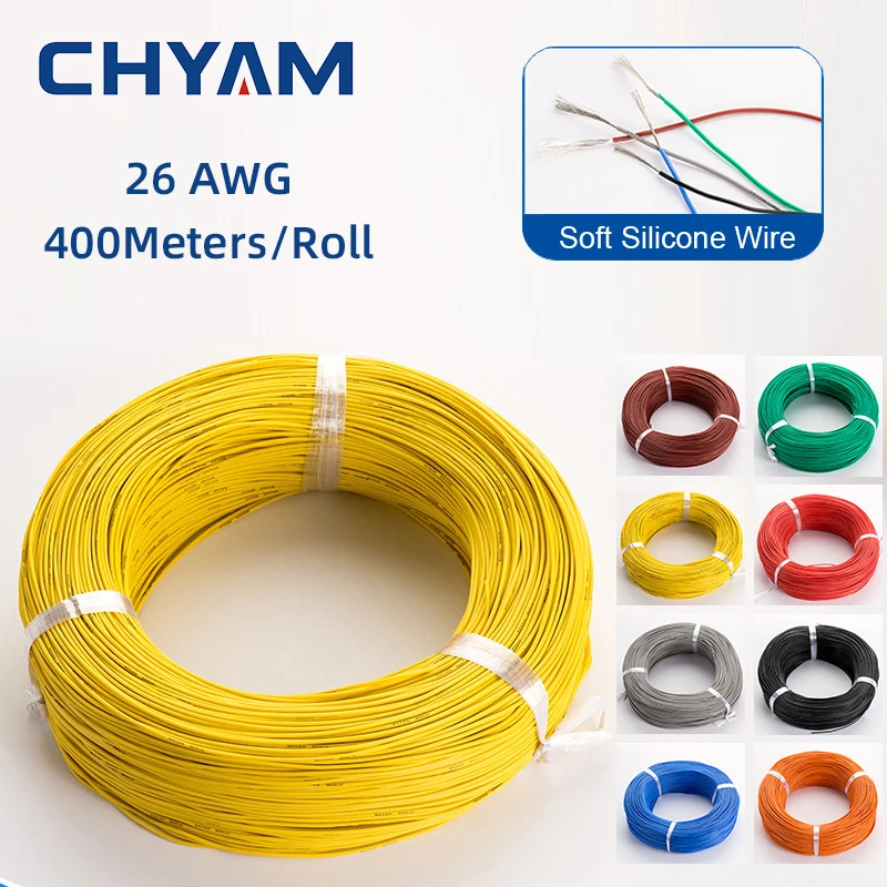 400Meters/Roll 26AWG 30/0.08TS 0.15mm2 Soft Silicone Wire Heat-resistant Cable Wiring Electrical Connector