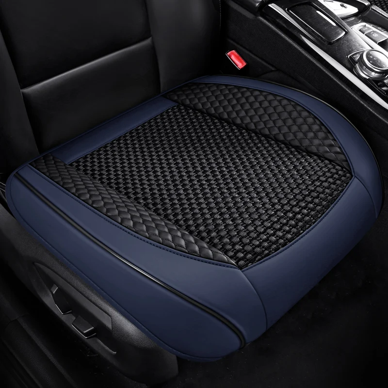 1pc Premium PU Leather + Ice Silk Car Seat Covers Soft Touch 3D Side Support Comfortable Non Slip All Season Use Easy to install