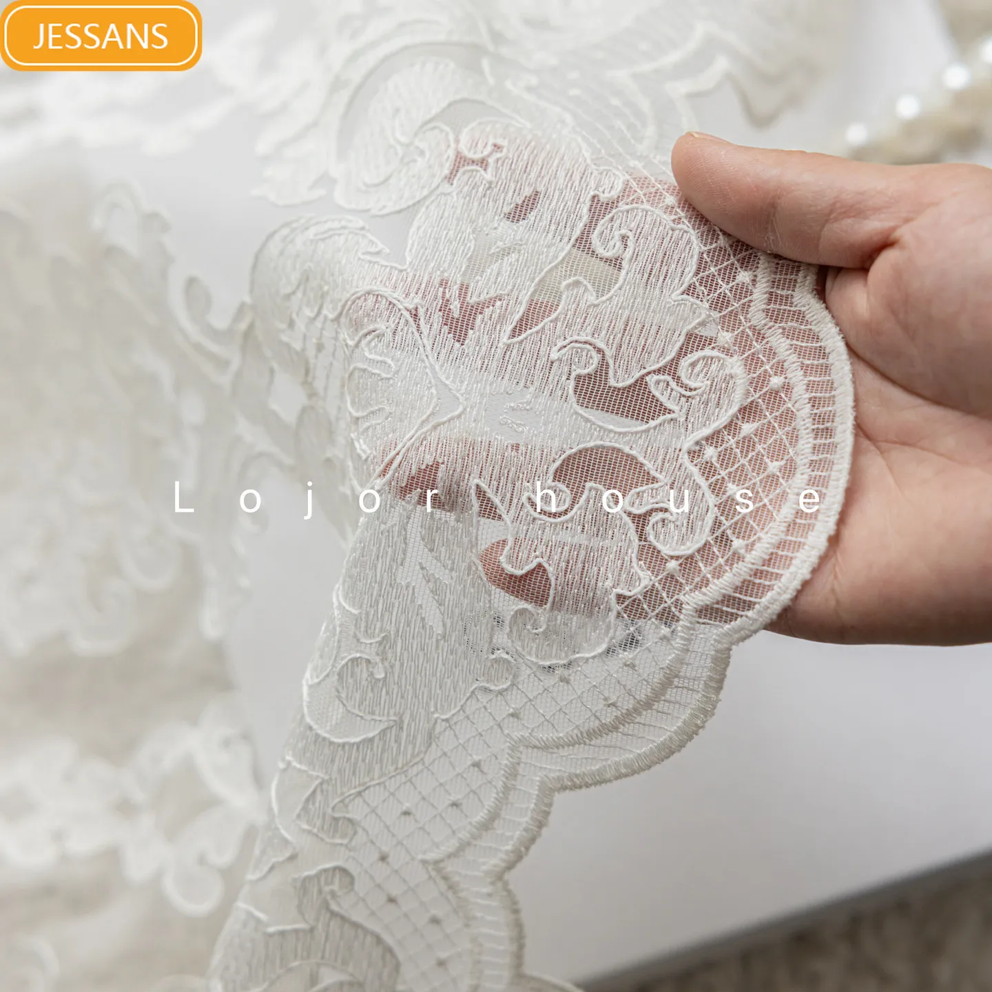 French Embroidered Window Screen White Embroidered Screen Living Room Bedroom French Window Balcony Customized Products