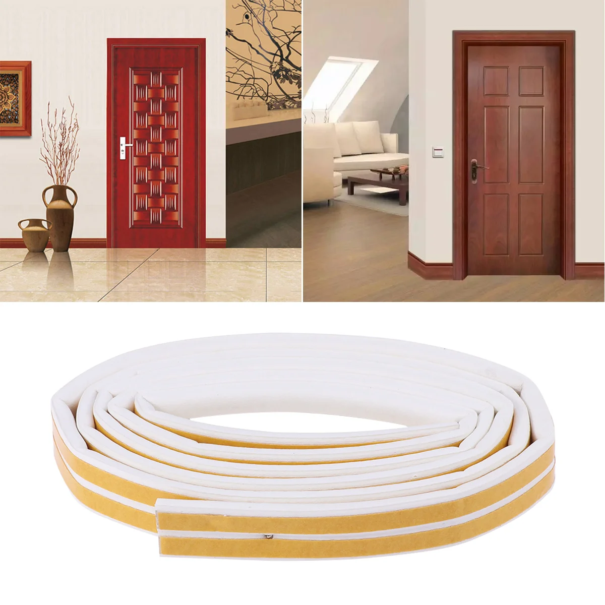 

2 Rolls 1.5M Wood Door Seal Strip Self-Adhesive Waterproof Windproof Tape For Doors Windows Dust Proof Aging Resistant Door