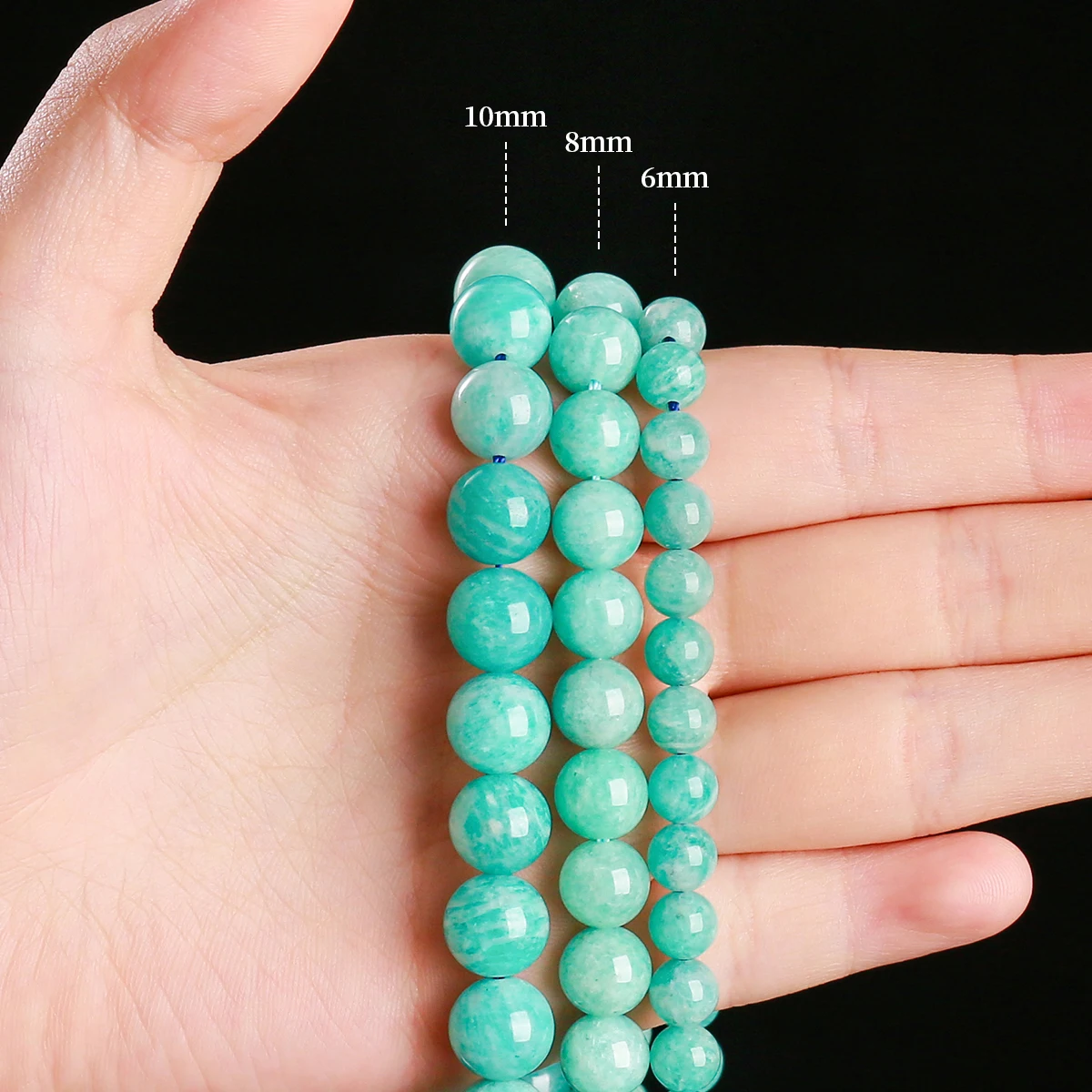Echte natürliche blau-grüne Amazonit-Perlen, rund, lose Spacer-Edelsteinperle für Schmuckherstellung, DIY-Armband, Halskette, Zubehör – Detail 4