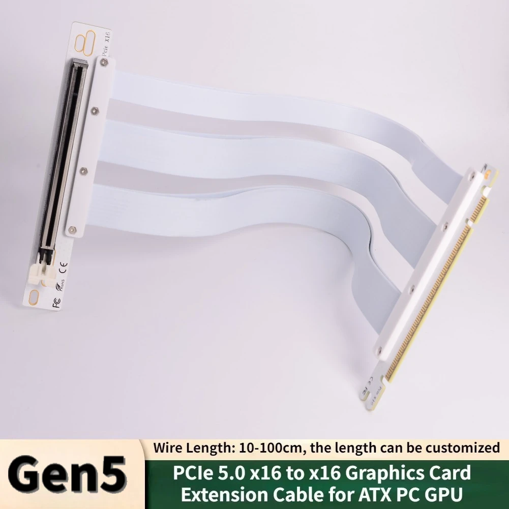 0.1-1M Universal PCI-E 5.0 X16 Riser Cable PCI Express 16X 5.0 Graphics Extension Cable Gen 5 Extender PC Gaming ATX Chassis GPU