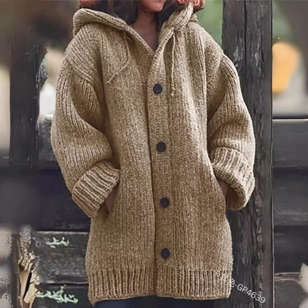 KIDCRKJ Women's Knitted Sweater Cardigan Coat Autumn Winter Warm Knitted Bottoming Shirt Female Casual Long Sweaters Jacket