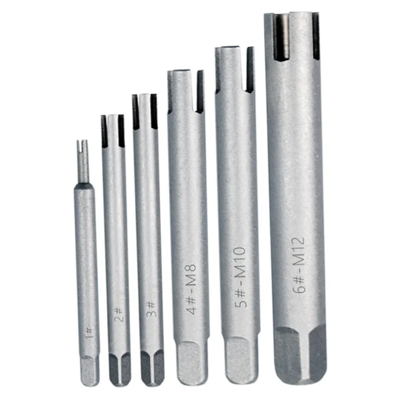 

AA76-M4-M12 Broken Screw Tap Extractor Screw Stripping And Removal Hand Tool 6 Pieces Broken Head Extractor Hand Tool