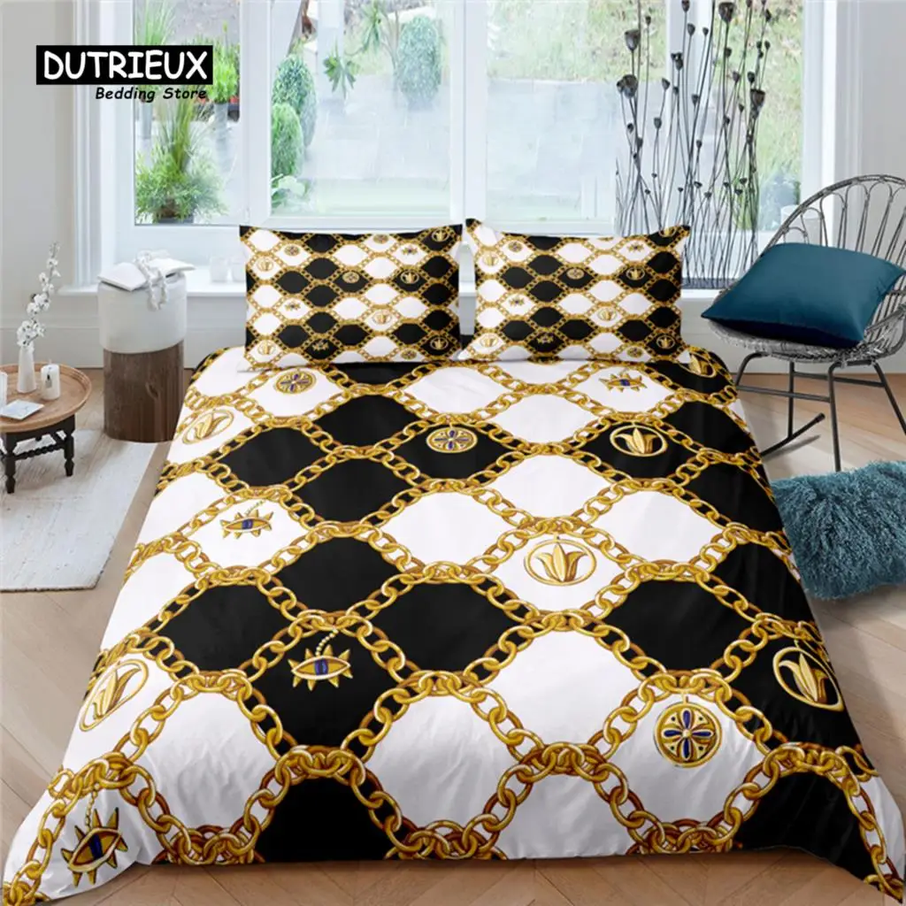 Luxury 3D Belts and Chains Print 2/3Pcs Soft Duvet Cover and PillowCase Queen and King EU/US/AU Size Kids Bedding Sets