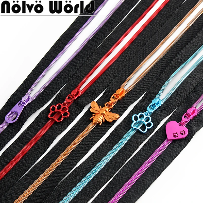 

10/40/100Yards 5# 32mm Nylon Colorful Teeth Zipper Tape Coil Puller Head For Purse Bags Pocket Clothes Decor Sewing Accessories