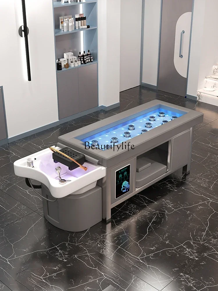 

ls 04Ceramic Basin Steel Frame Thai-Style Shampoo Chair Constant Temperature Water Circulation Fumigation Head Treatment Bed