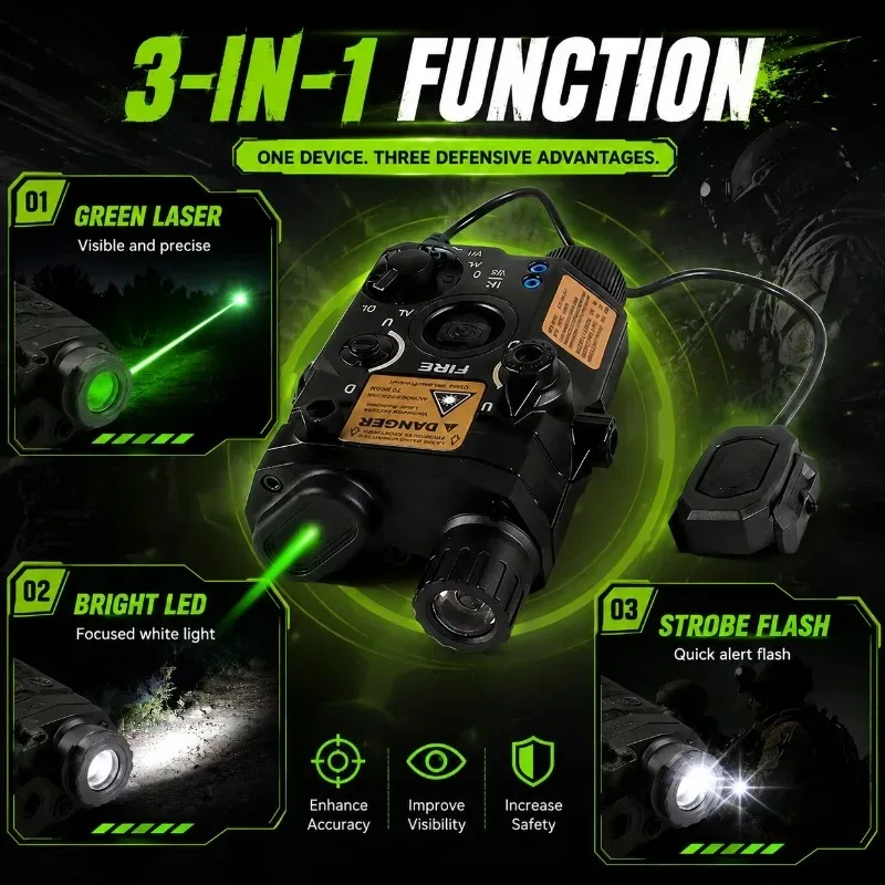 Alloy Red‑Green Beam Marker Locator, M300AM600C High‑bright Torch with Double Remote Control Wire Set