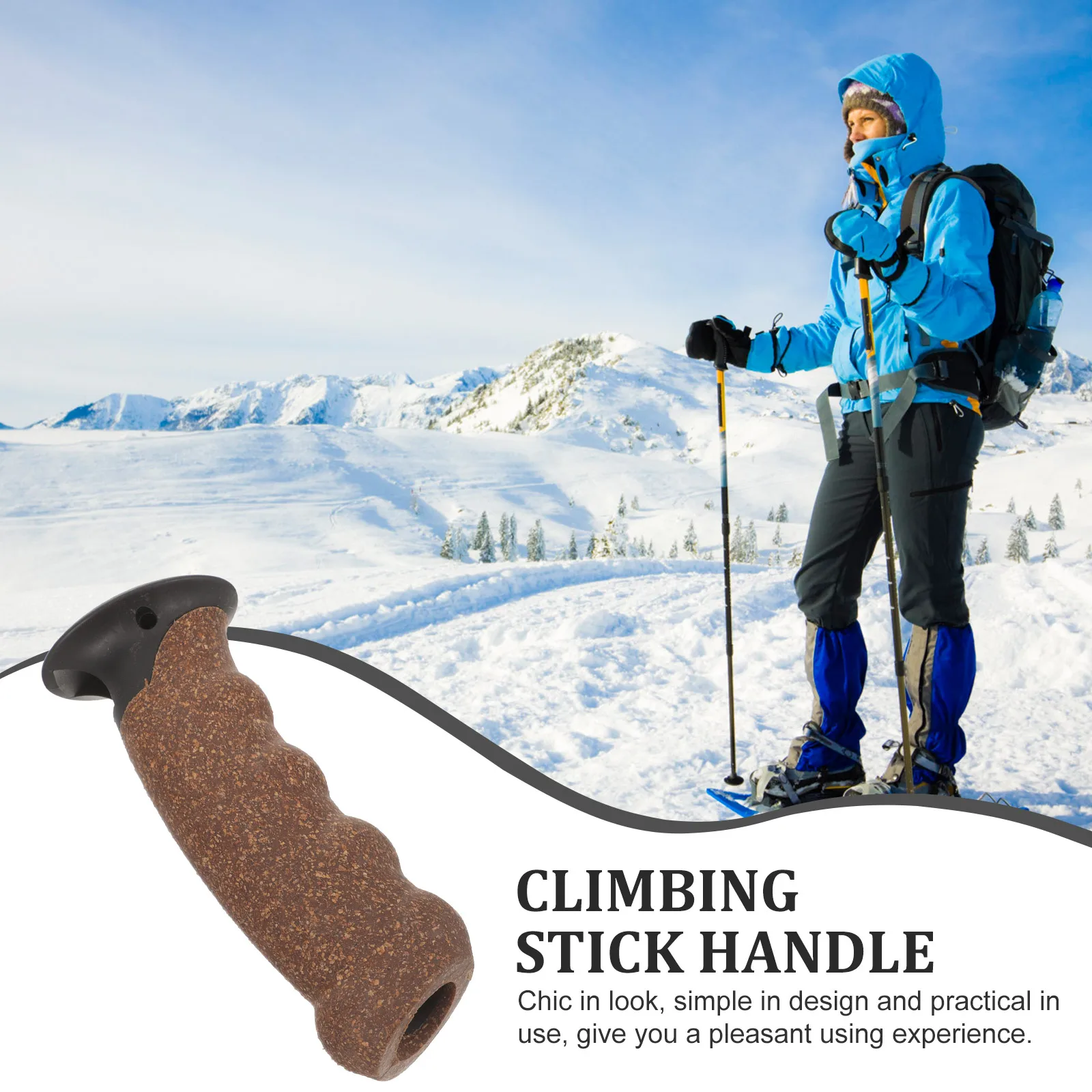 

Cork Trekking Pole Handle Replacement Yellow 16 22mm Universal Ergonomic Ski Grip Sturdy Hiking Stick Adapter for Outdoor